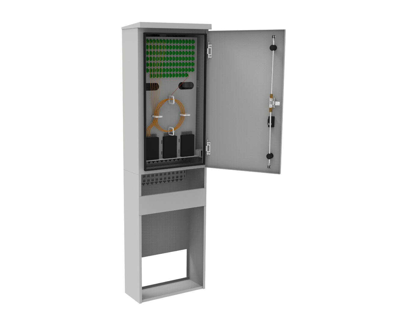 Optical outdoor cabinets - with tippable insert: SZS-SZ-430/1500/210-96-SCS-0K3-S-R7035
