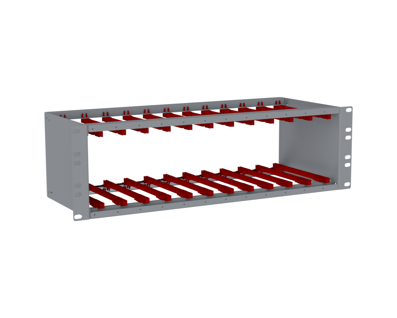 Fiber optic modular subracks: PM-19"-180-3U-12-S-R7035