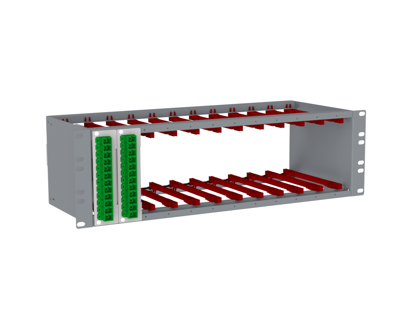 Fiber optic modular subracks: PM-19"-180-3U-12-S-R7035
